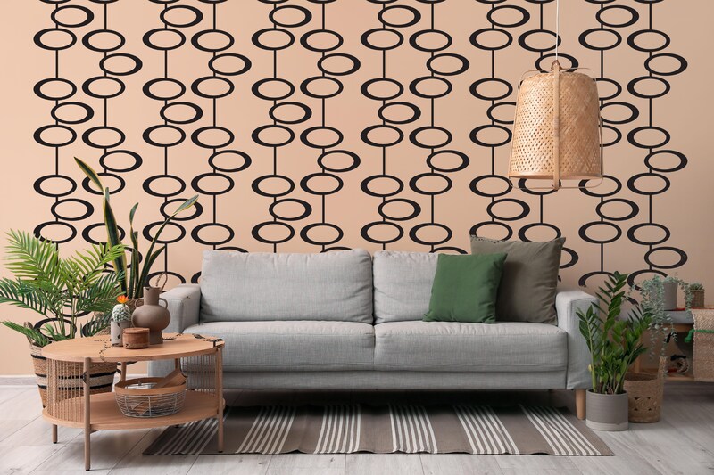 Mid Century Wall Decal, Modern Wall Decal, Oval Chain Decal, Retro Wall Decal, Geometric Decal, Mid Century Decor, Retro Pattern